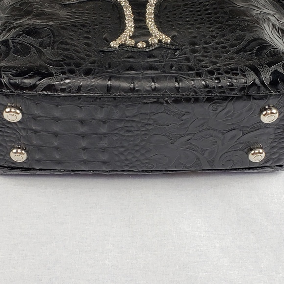 Raviani Blk Embossed and Swarovski Crystal Tote - Picture 4 of 5